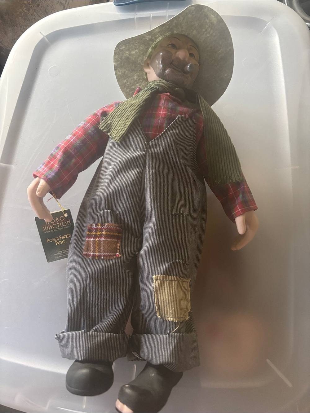 Bob Junction Pocket-Faced Pete Cloth Farm Doll - Plaid & Olive
